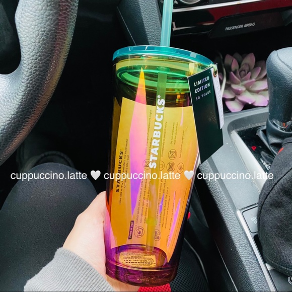 🌈LAST ONE🌈Starbucks Iridescent Oil Slick 50th Anniversary Glass Cold Cup - Picture 9 of 10